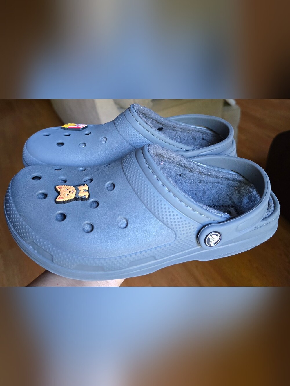 Sz 7 Men's/9 Women's CROCS CLASSIC LINED Dark Grey Clogs